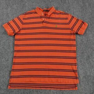 Polo Ralph Lauren Shirt Mens XL Orange Blue Striped‎ Pony Logo Cotton 7535